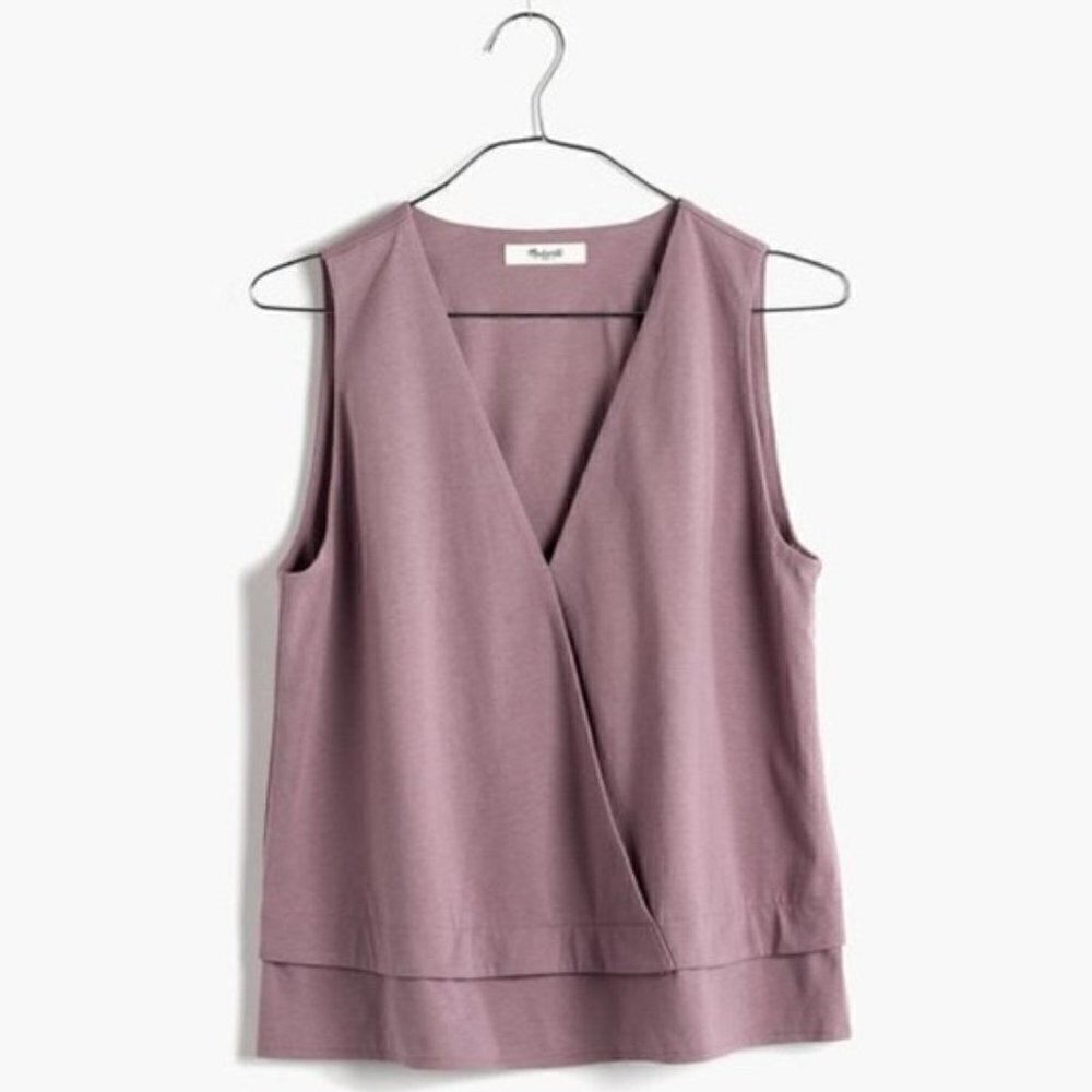 Madewell Across V-Neck Layered Tank Top‎ Mauve Purple XS